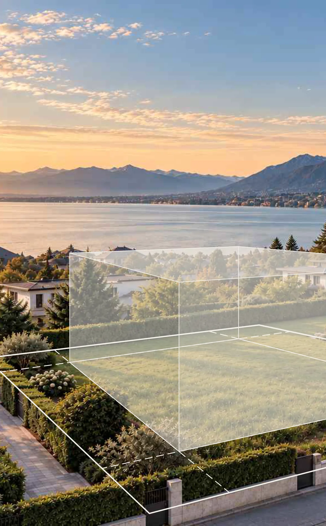 Parcelle au bord du lac Léman avec le volume constructible esquissé